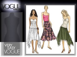 8253 EZ VOGUE HANKIE HEM ELASTIC WAIST FLARE SKIRT PATTERN 14-20